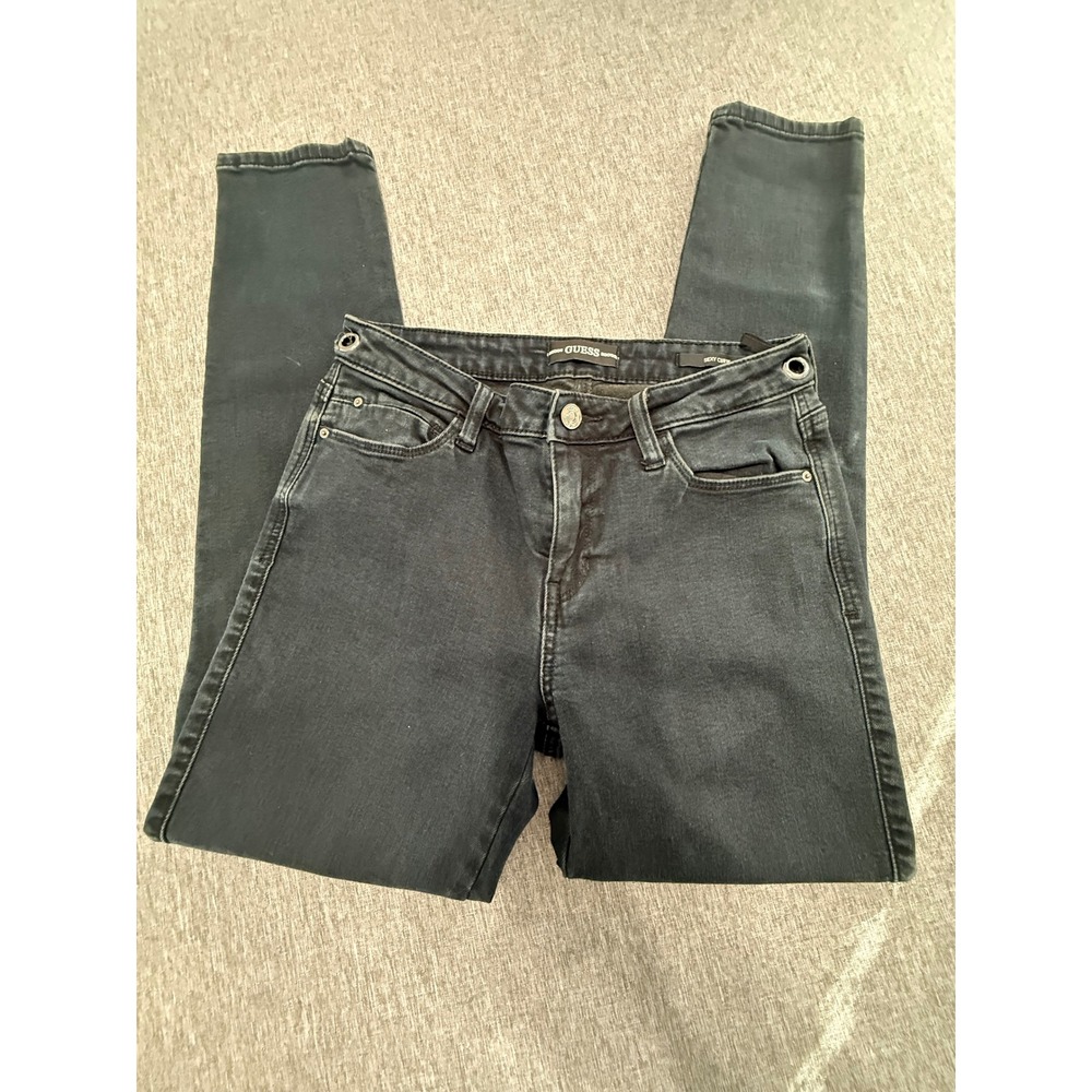 Guess Sexy Curve Skinny Jeans Black Faded Mid Rise W0YAJ3D2KM4 Size 28